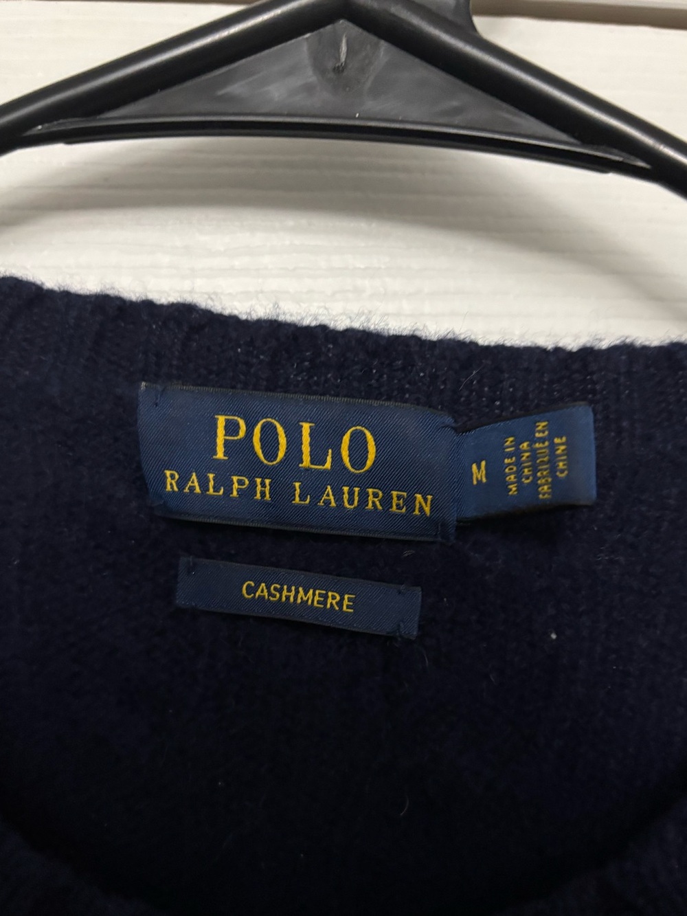 Polo Ralph Lauren Cashmere Cable Knit Sweater Navy Blue Crewneck Pullover M - Picture 4 of 6